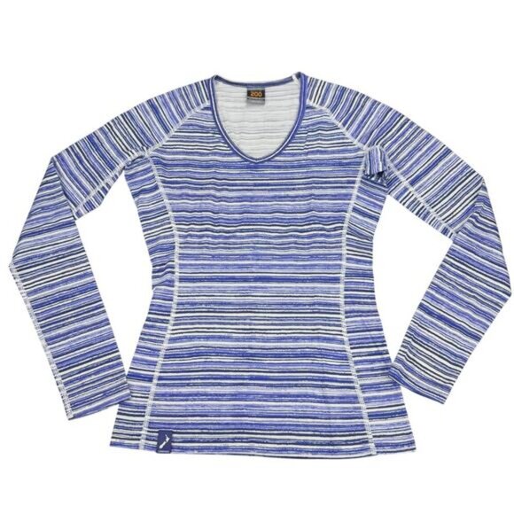 ICEBREAKER Women's New Zealand Merino Bodyfit+ 200 Long Sleeve Top Sz XS Striped - Picture 2 of 6
